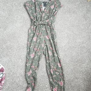 Kids green and pink floral jumper
